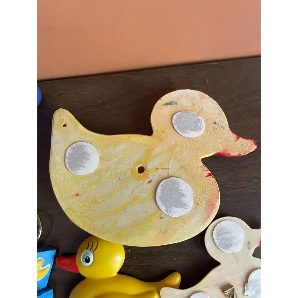Vintage Yellow Duck Bathroom Decor Set Shower Curtain Hooks Wall Decor 14 Pc